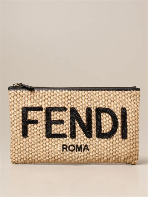 fendi straw clutch bag|Fendi clutch vintage.